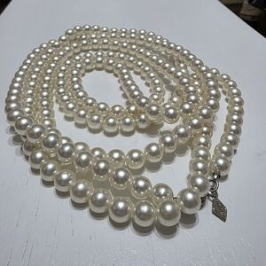 Vintage Sarah Coventry 29" Faux Pearl Bead Necklace Long Single Strand Costume